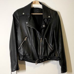 Faux leather motor jacket